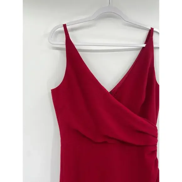 Dress the Population Anita Garnet Red Sleeveless Crepe Cocktail Dress Size L - Picture 4 of 7